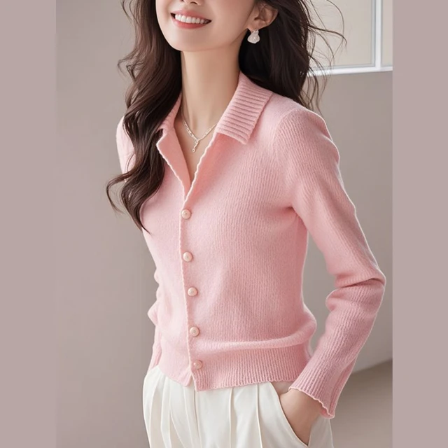 ALLK 歐楷ALLK 歐楷 新品 翻領針織衫上衣 圖片色(尺寸F/中大尺碼/輕量/保暖)