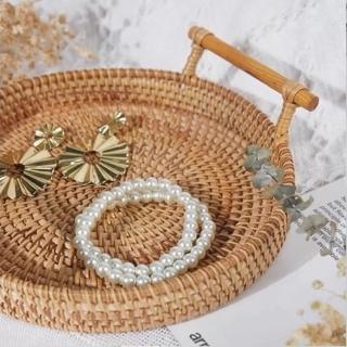 【無名精選】圓形竹籃-大(手工日式 麵包籃 耳環 飾品 展示架)