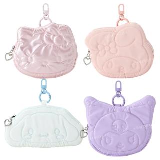 【小禮堂】Sanrio 三麗鷗 造型絎縫票卡零錢吊飾 - 冬日羽絨 Kitty 酷洛米 大耳狗 美樂蒂(平輸品)