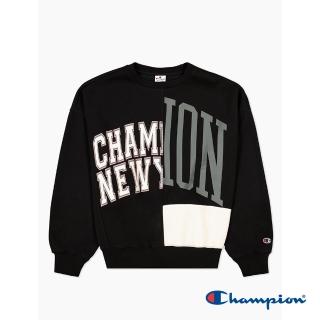 【Champion】官方直營-ROCHESTER系列圓領拼接設計大學T上衣長袖-女(2色可選)