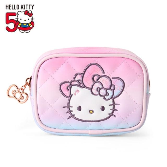 小禮堂 Sanrio 三麗鷗 Hello Kitty 皮質拉鍊收納包 - 50週年The Fashionable Ribbons 平輸品
