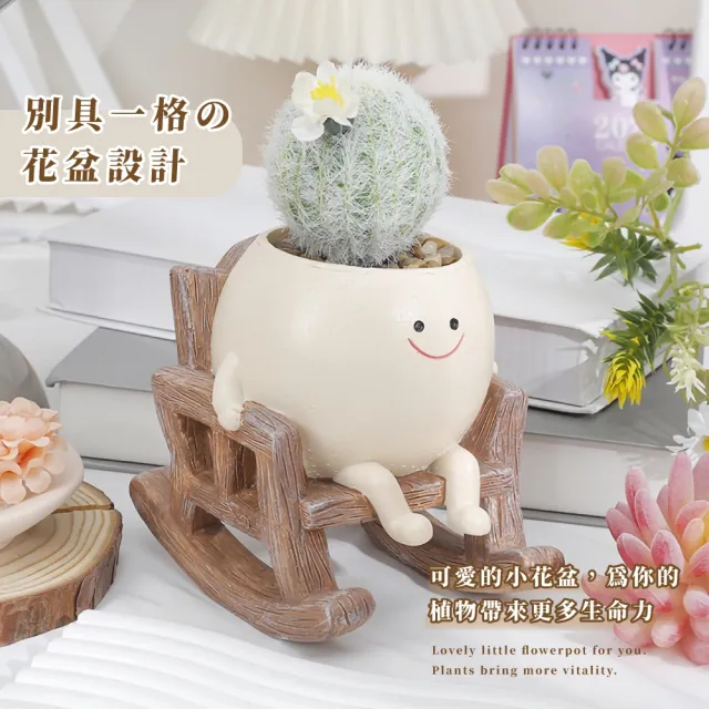 花世界】笑臉搖椅多肉花盆(園藝仙人掌陽台綠植辦公室栽培盆造景盆庭院