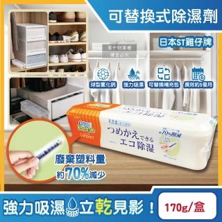 【日本ST雞仔牌】防潮脫臭可替換式家庭用除濕劑170g/橘標盒(吸濕量350ml集水袋吸濕盒衣櫥鞋櫃乾燥劑廚房)