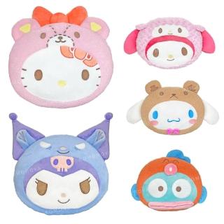 【小禮堂】Sanrio 三麗鷗 絨毛大臉造型抱枕 - 好友裝款 Kitty 美樂蒂 人魚漢頓 美樂蒂(平輸品)