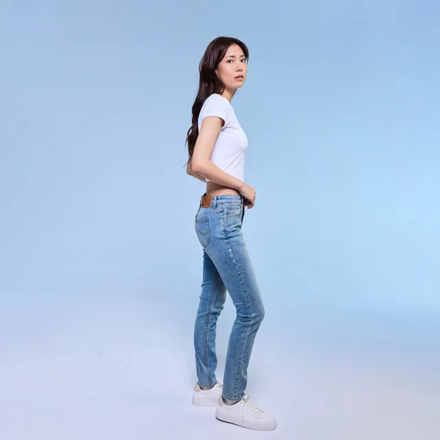 【Lee】女裝 牛仔褲 / 433 高腰修身窄管 中淺藍洗水(LB417124255)