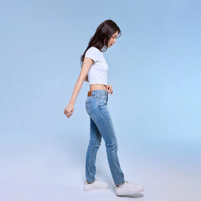 【Lee】女裝 牛仔褲 / 433 高腰修身窄管 中淺藍洗水(LB417124255)