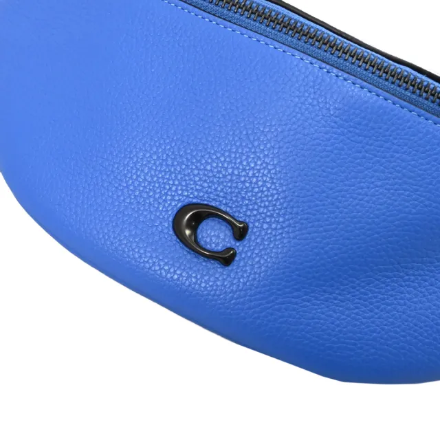 【COACH】Charter 簡約C字LOGO皮革三用後背包胸口包腰包(藍)
