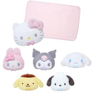 【小禮堂】Sanrio 三麗鷗 絨毛收納毛毯 - 大臉 冬日特輯 Kitty 美樂蒂 大耳狗 酷洛米(平輸品)