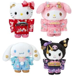 【小禮堂】Sanrio 三麗鷗 絨毛玩偶娃娃 - 和服款 Kitty 美樂蒂 大耳狗 酷洛米(平輸品)