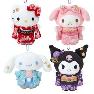 【小禮堂】Sanrio 三麗鷗 絨毛玩偶吊飾 - 和服款 Kitty 美樂蒂 大耳狗 酷洛米(平輸品)