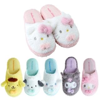 【小禮堂】Sanrio 三麗鷗 成人絨毛造型室內拖鞋 25cm - 大臉 冬日特輯 Kitty 酷洛米(平輸品)