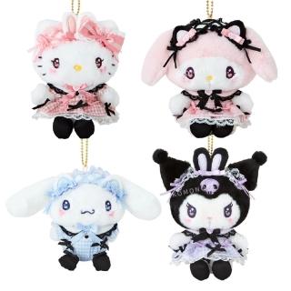 【小禮堂】Sanrio 三麗鷗 絨毛玩偶吊飾 - 緞帶風格 Kitty 美樂蒂 大耳狗 酷洛米(平輸品)