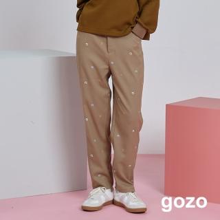 【gozo】gozo幾何繡花後鬆緊窄管褲(兩色)