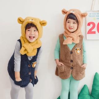 【OB 嚴選】可愛小熊刺繡前開扣造型口袋毛絨保暖背心外套 《QA1350》