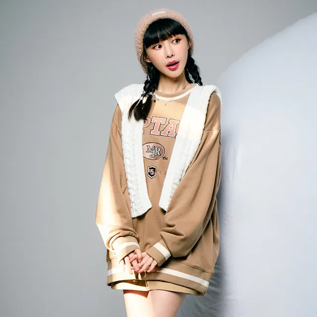 【MAJOR MADE】撞色線條CAPTAIN刺繡大學T(大學T/字母T/刺繡T)