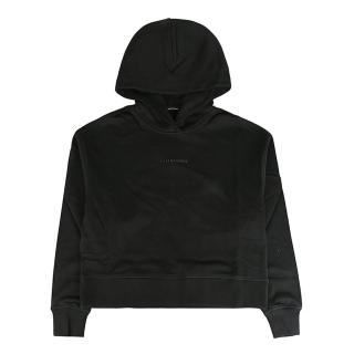 【CANADA GOOSE】CANADA GOOSE Muskoka立體字母LOGO橡膠標設計純棉圓領落肩連帽T恤(女款/黑)