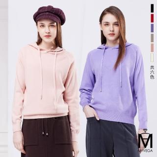 【MYVEGA 麥雪爾】MA素面羊毛連帽抽繩針織上衣-共六色(針織上衣/保暖衣/毛衣)