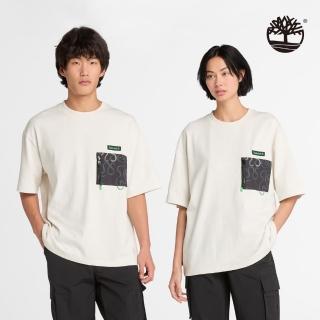 【Timberland 官方旗艦】中性白色新年特別款徽章短袖T恤(A6C6VCM9)