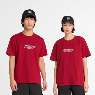 【Timberland 官方旗艦】中性紅色新年特別款圖案短袖T恤(A6C7G620)