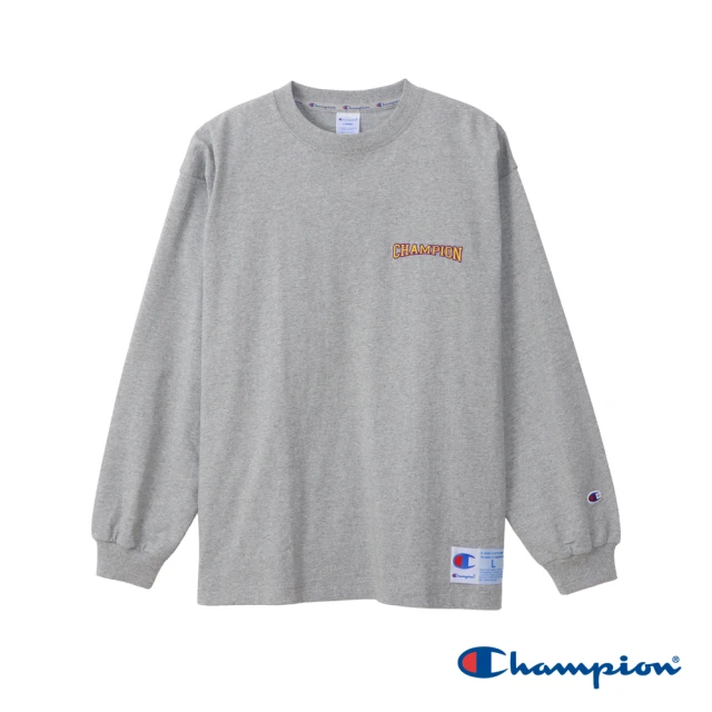 Champion 官方直營-經典款棉質長袖大學TEE/圓領TEE 100%美國棉-男(灰色)