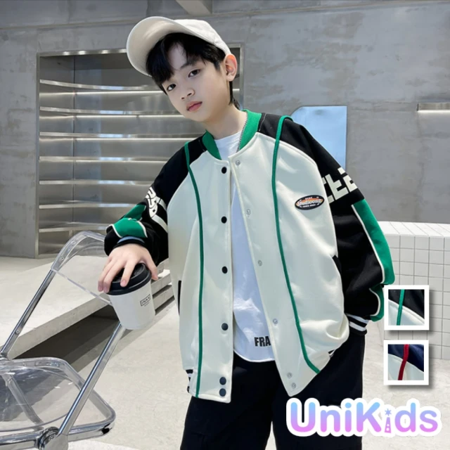 UniKids 現貨 中大童裝長袖外套 炸街棒球服夾克 男大童裝 CVQH8106(黑)