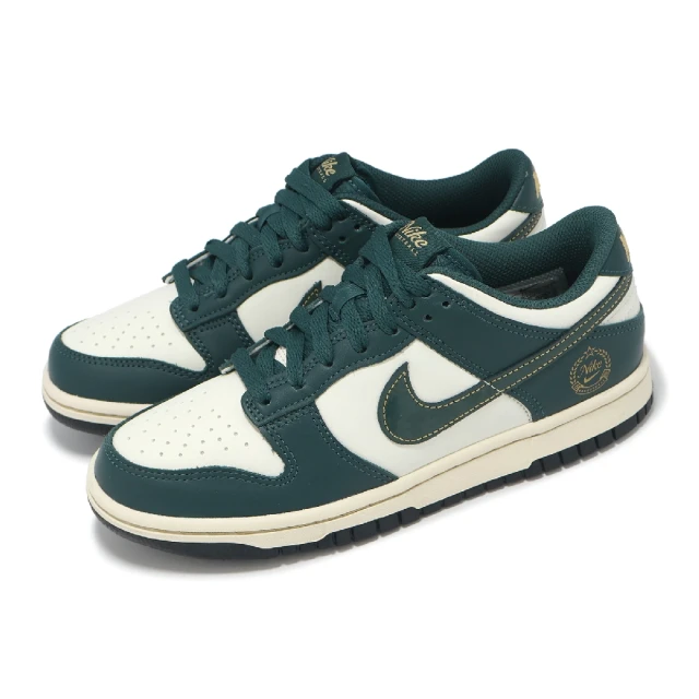 NIKE 耐吉 休閒鞋 Dunk Low GS 大童 女鞋 墨綠 金 燙金(FB9109-301)