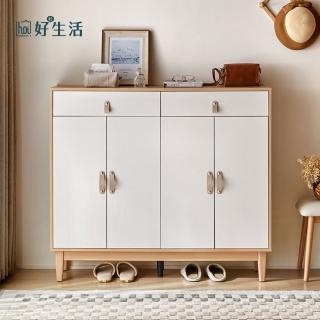 【hoi! 好好生活】林氏木業原木系清新1.2M雙抽四門鞋櫃 MQ2N