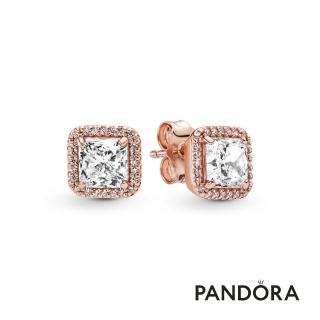 【Pandora 官方直營】方形璀璨光環針式耳環-絕版品