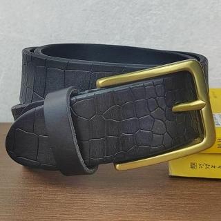 【米蘭精品】現貨+預購 皮帶真皮腰帶(牛皮商務鱷魚紋銅釦男配件3色74jq35)