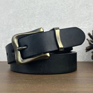 【米蘭精品】現貨+預購 100%真皮皮帶牛皮腰帶手工窄版細皮帶女牛仔褲休閒褲長褲(加厚復古銅釦4色74jq34)