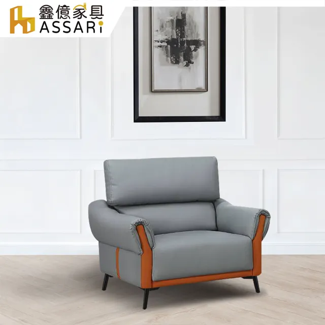 【ASSARI】單人座索菲亞現代科技皮沙發(1人座)