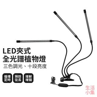 【生活小集】LED夾式全光譜植物燈 三頭燈(多頭植物燈 防水植物燈 記憶植物燈 植物生長燈 多肉燈)