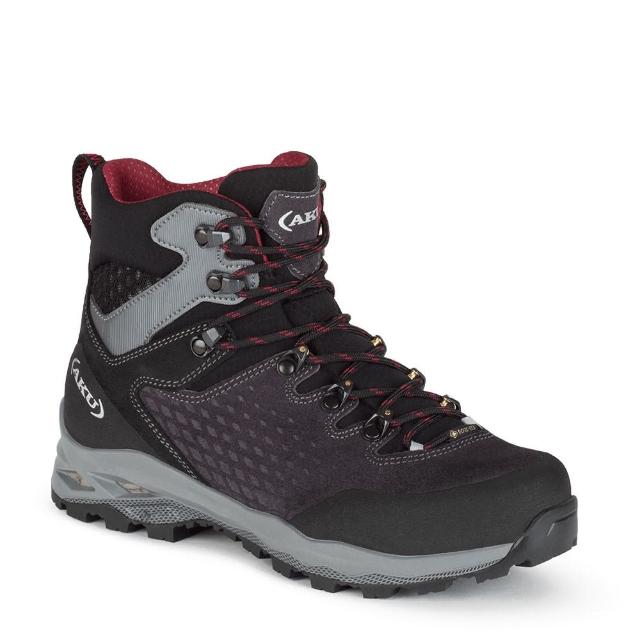 【AKU】女 中筒 專業登山健行鞋 煤灰/酒紅 ALTERRA II GTX(野營/旅行/登山/健行/旅遊/防水/透氣)