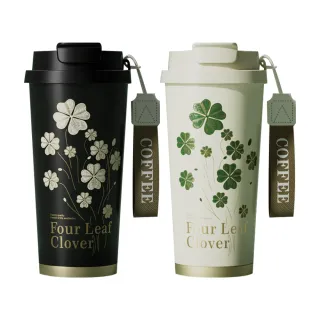 【Kyhome】四葉草陶瓷內膽咖啡杯 便攜隨行杯 500ml(陶瓷杯/馬克杯/辦公杯/保溫杯)