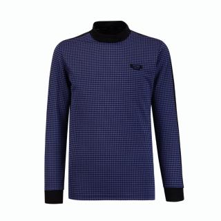 【PING】男款格紋吸濕排汗高爾夫薄長袖高領上衣-藍(日本素材/GOLF/高爾夫球衫/PA24230-56)