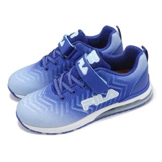 【FILA】慢跑鞋 J426Z 大童 藍 白 魔鬼氈 氣墊 拼接 緩衝 小朋友 運動鞋 斐樂(3J426Z333)