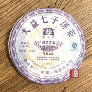【茶韻】普洱茶2007年大益0772-701青餅400gX1(附夾鏈袋x1.可提袋)