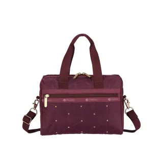 【Lesportsac】輕量材質 小型日常兩用包(3868 酒紅菱格壓紋)