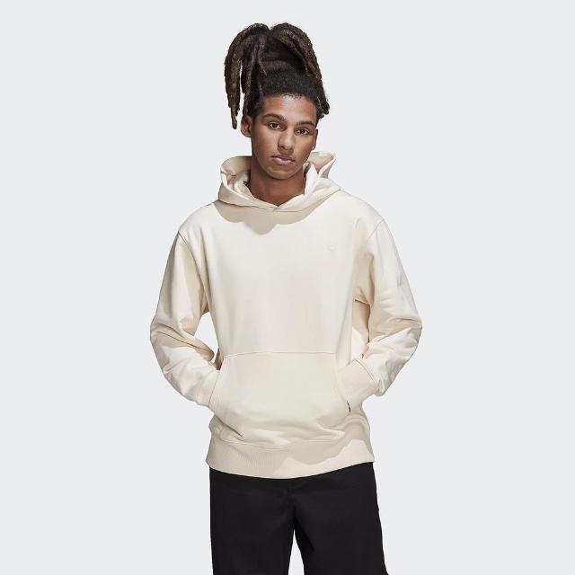 【adidas 愛迪達】上衣 男款 女款 長袖上衣 帽T 運動 三葉草 國際碼 C Hoodie FT 米白紫 HK2936