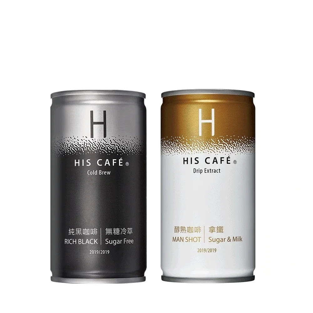 【HIS CAFE】無糖冷萃黑咖啡/醇熟拿鐵185mlx24入/箱