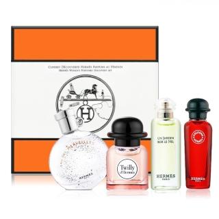 【Hermes 愛馬仕】女性小香水禮盒四入組(Twilly/橘採星光/尼羅河花園/緋紅火參)