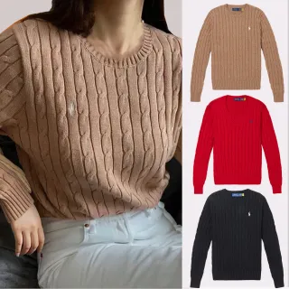 【RALPH LAUREN】RL POLO 經典刺繡小馬麻花毛衣-女-多色組合(舒適保暖/平輸品)