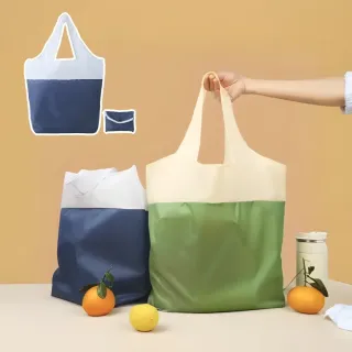 【大容量】可再生便攜折疊環保袋2入(高承重 摺疊購物袋 手提袋 收納袋子 隨身包 旅行 衣物