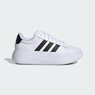 【adidas 愛迪達】Grand Court Platform 女 運動休閒鞋 厚底 舒適 小白鞋 白黑(IE1092)