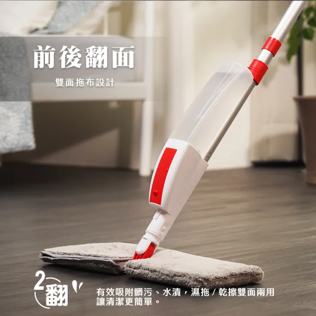 【EASY LIFE 伊德爾】多功能雙面拖把(360度全方位清潔 萬用拖把)