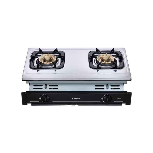 SAKURA櫻花牌 G-6130 雙口不鏽鋼瓦斯爐臺 傳統外擴火焰 壓轉式點火 天然瓦斯液化瓦斯適用 能源效率第二級