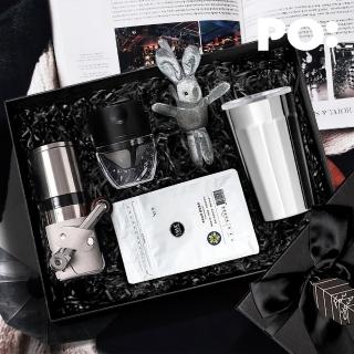 【PO:Selected】丹麥POx黑沃耶加雪菲咖啡禮盒組(不鏽鋼咖啡磨2.0-灰/稜角保溫杯460ml/咖啡濾網/多色可選)