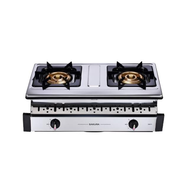 SAKURA櫻花牌 G-6611SN 雙口瓦斯爐 不鏽鋼爐臺 電子連續點火 家用廚房高效爐具