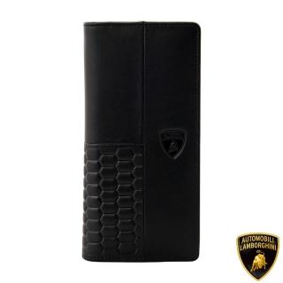 【Automobili Lamborghini】母親節禮物 藍寶堅尼 義大利頂級小牛皮12卡對開長夾皮夾 LBPU00094M
