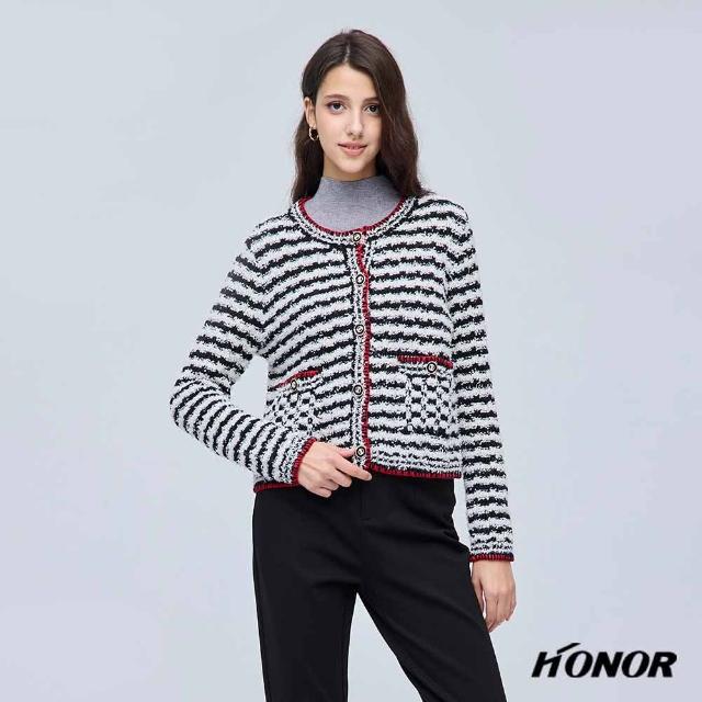 【HONOR 山形屋】高級格紋排釦短流蘇小香風外套